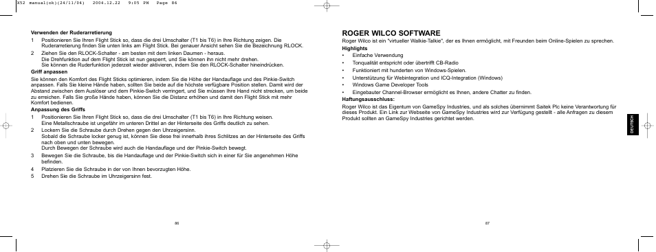 Roger wilco software | Saitek X52 User Manual | Page 43 / 77