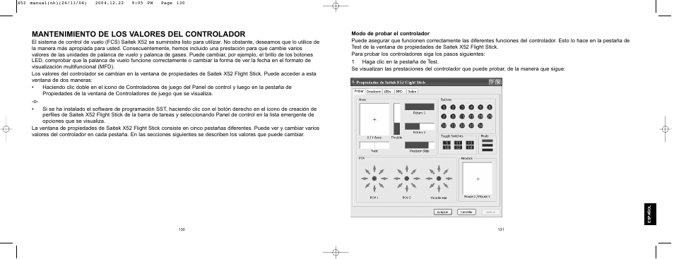 Mantenimiento de los valores del controlador | Saitek X52 User Manual | Page 65 / 77