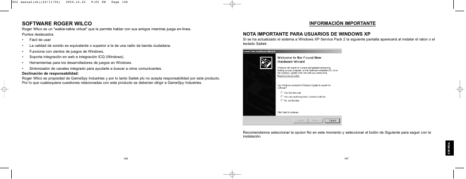 Software roger wilco | Saitek X52 User Manual | Page 73 / 77