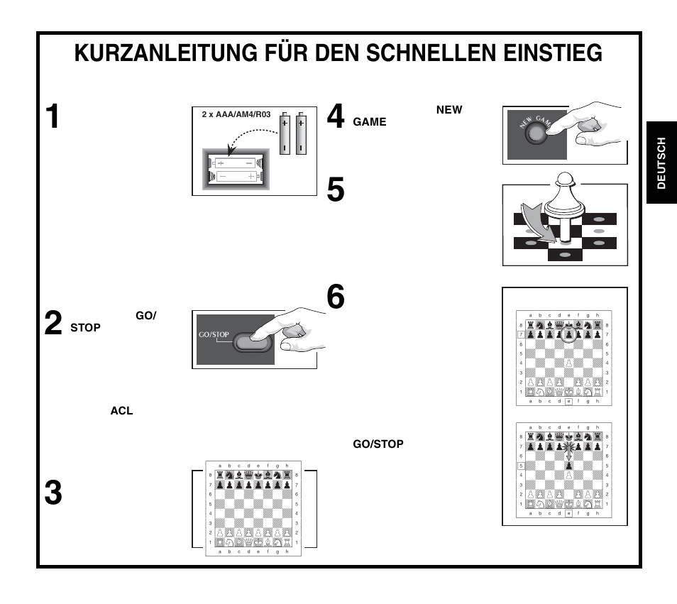 Kurzanleitung für den schnellen einstieg | Saitek Travel Chess User Manual | Page 27 / 154