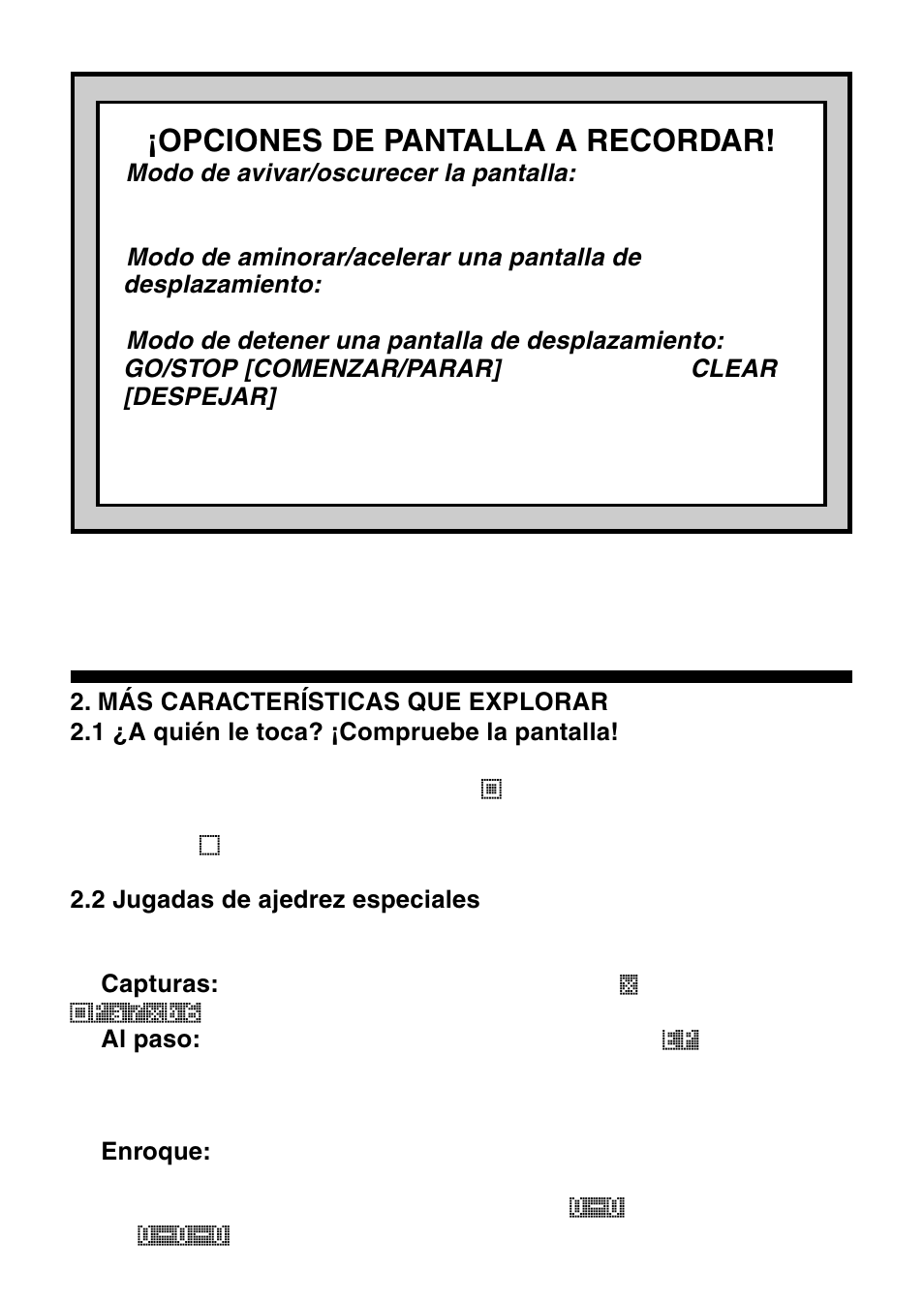 Opciones de pantalla a recordar | Saitek Mephisto Touch Screen Travel Chess User Manual | Page 138 / 208