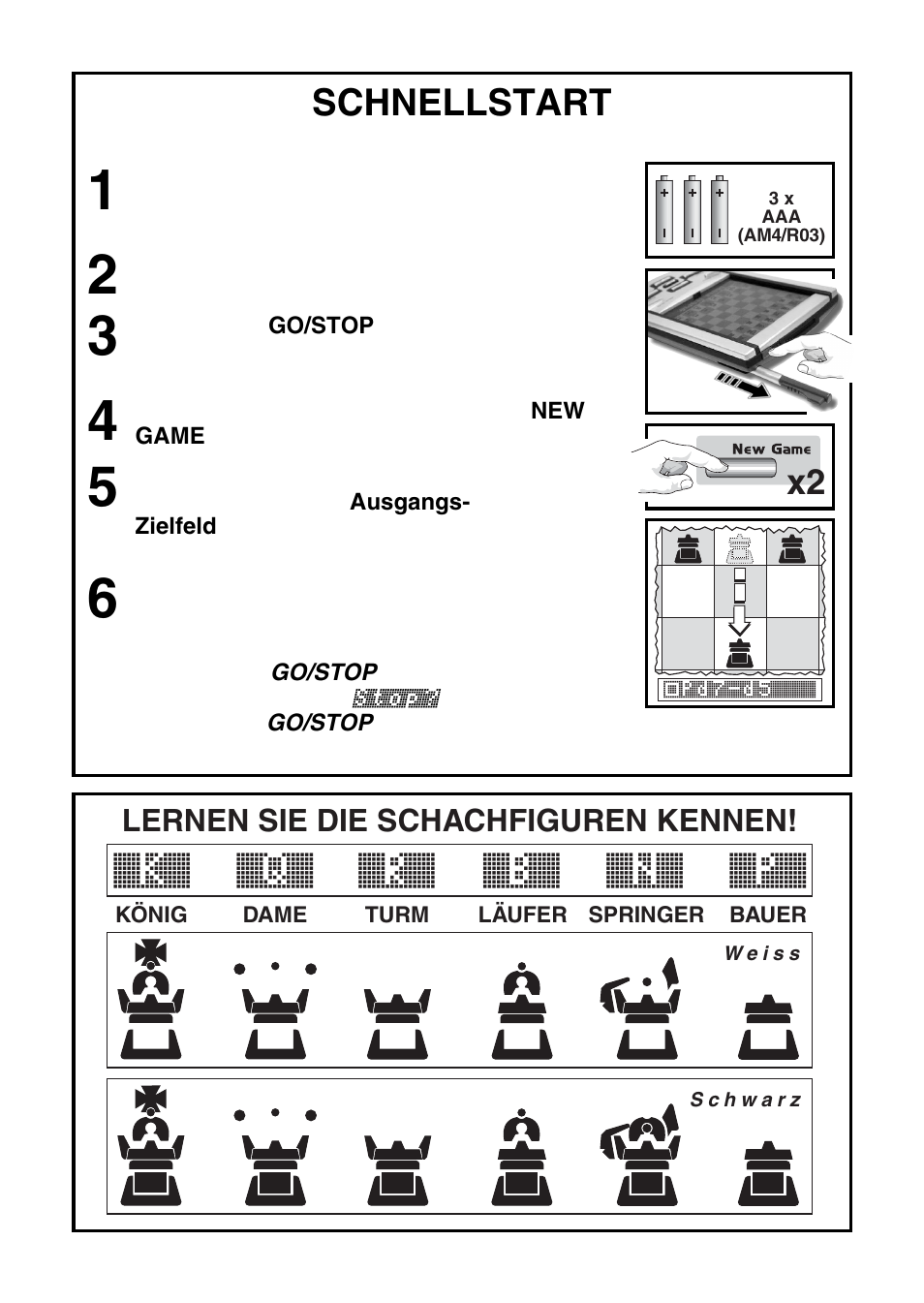 K` q` r` b` n` p, Schnellstart | Saitek Mephisto Touch Screen Travel Chess User Manual | Page 34 / 208