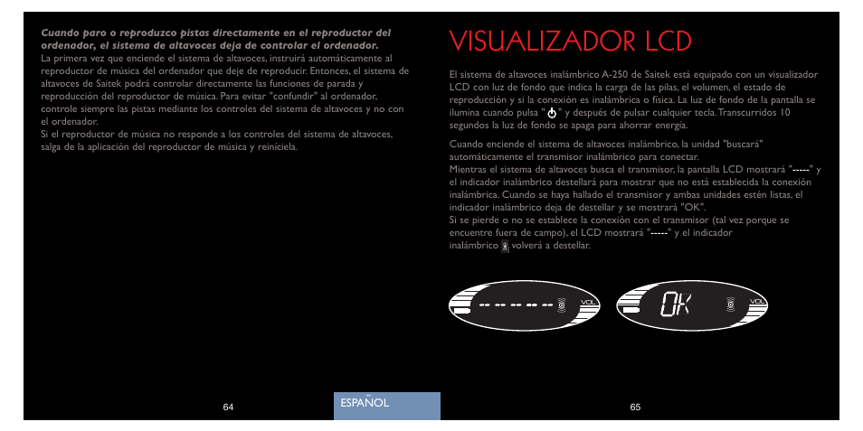 Visualizador lcd | Saitek A-250 User Manual | Page 34 / 37