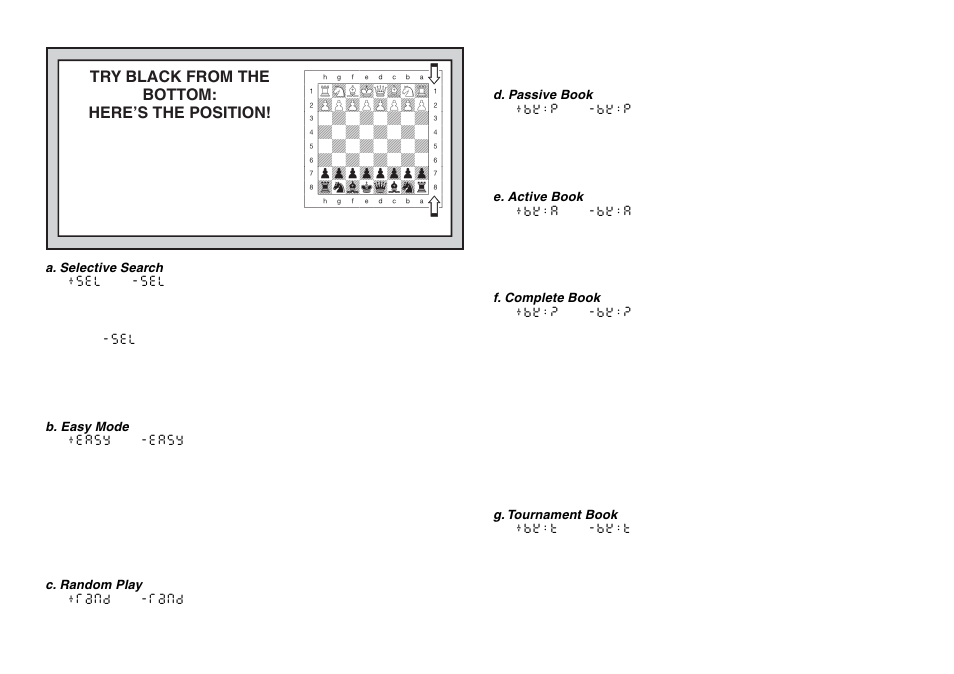 Try black from the bottom: here’s the position | Saitek chess User Manual | Page 16 / 81