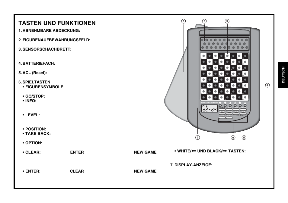 Tasten und funktionen, Deutsch | Saitek chess User Manual | Page 23 / 81