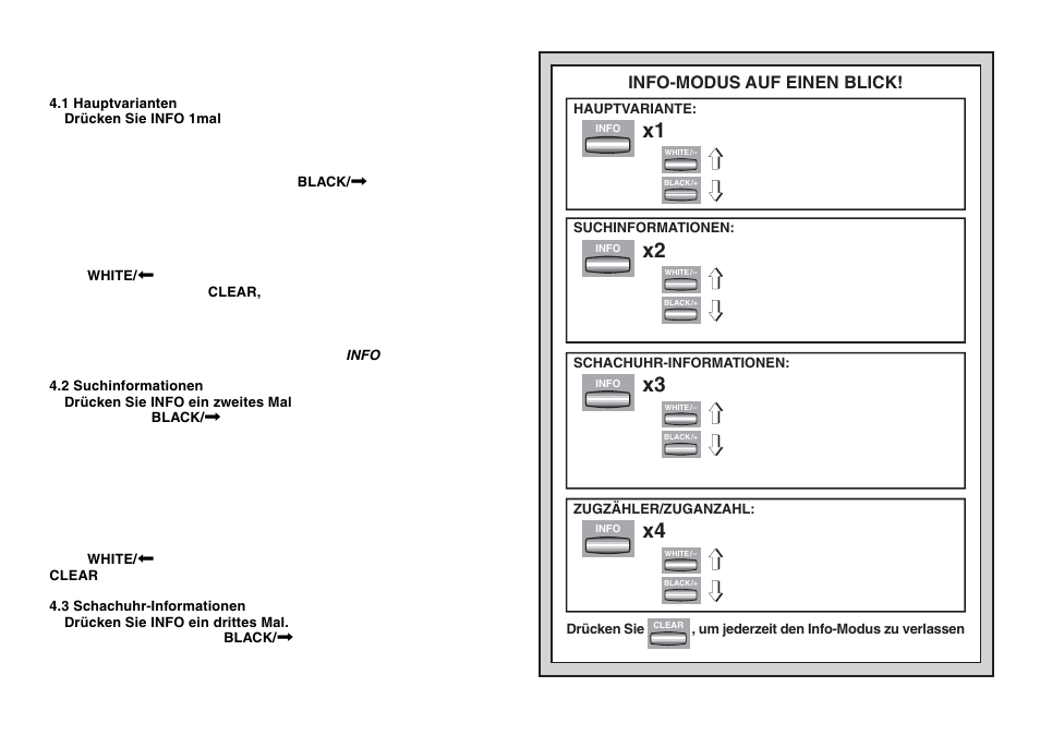 Info-modus auf einen blick | Saitek chess User Manual | Page 32 / 81