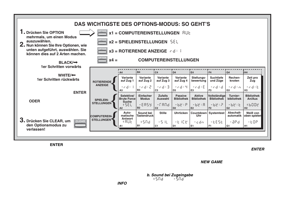 Das wichtigste des options-modus: so geht’s | Saitek chess User Manual | Page 34 / 81