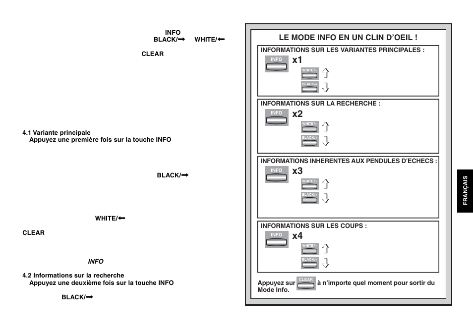 Le mode info en un clin d’oeil | Saitek chess User Manual | Page 51 / 81