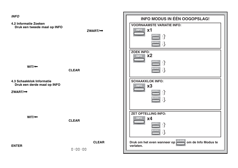 Info modus in één oogopslag | Saitek chess User Manual | Page 72 / 81