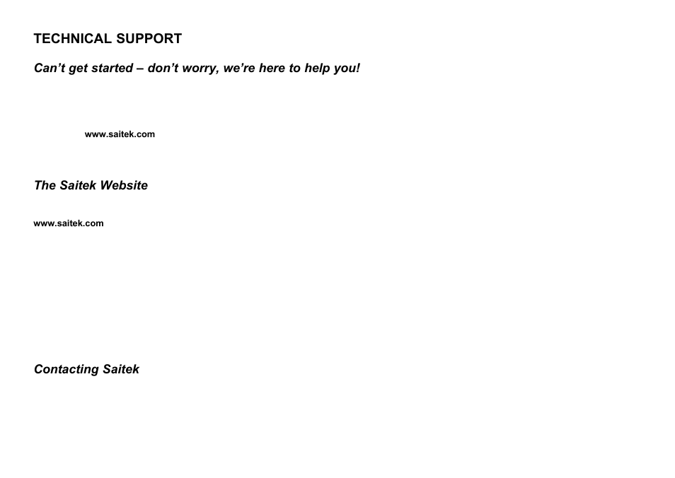 Technical support, The saitek website, Contacting saitek | Saitek Cyborg 3D User Manual | Page 10 / 52