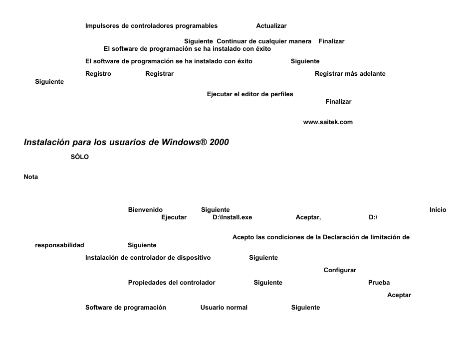 Instalación para los usuarios de windows® 2000 | Saitek Cyborg 3D User Manual | Page 45 / 52