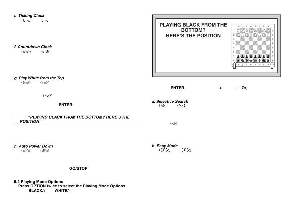 Playing black from the bottom? here’s the position | Saitek Mephisto Expert Travel Chess User Manual | Page 16 / 107