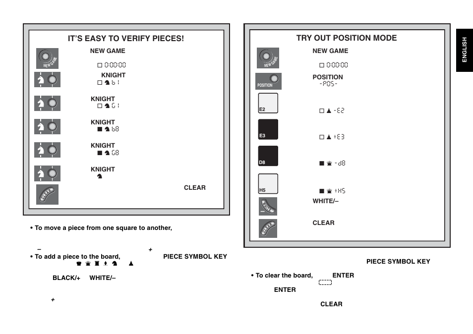 It’s easy to verify pieces, Try out position mode | Saitek Mephisto Expert Travel Chess User Manual | Page 19 / 107