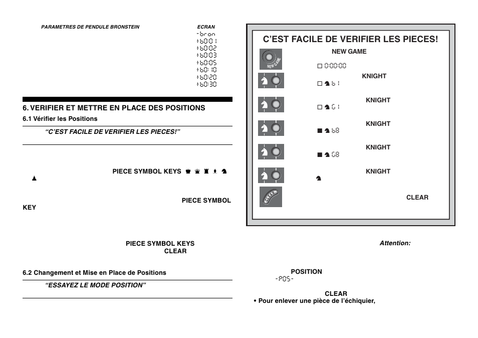C’est facile de verifier les pieces | Saitek Mephisto Expert Travel Chess User Manual | Page 60 / 107