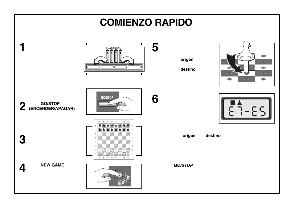 Comienzo rapido | Saitek Mephisto Expert Travel Chess User Manual | Page 64 / 107