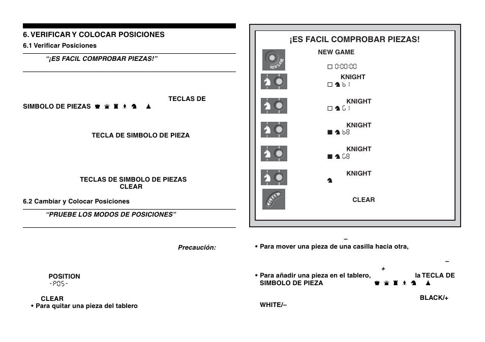 Es facil comprobar piezas | Saitek Mephisto Expert Travel Chess User Manual | Page 82 / 107