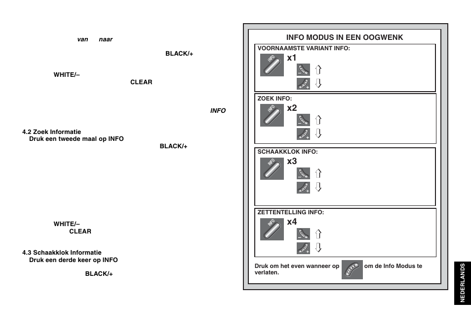 Info modus in een oogwenk | Saitek Mephisto Expert Travel Chess User Manual | Page 97 / 107