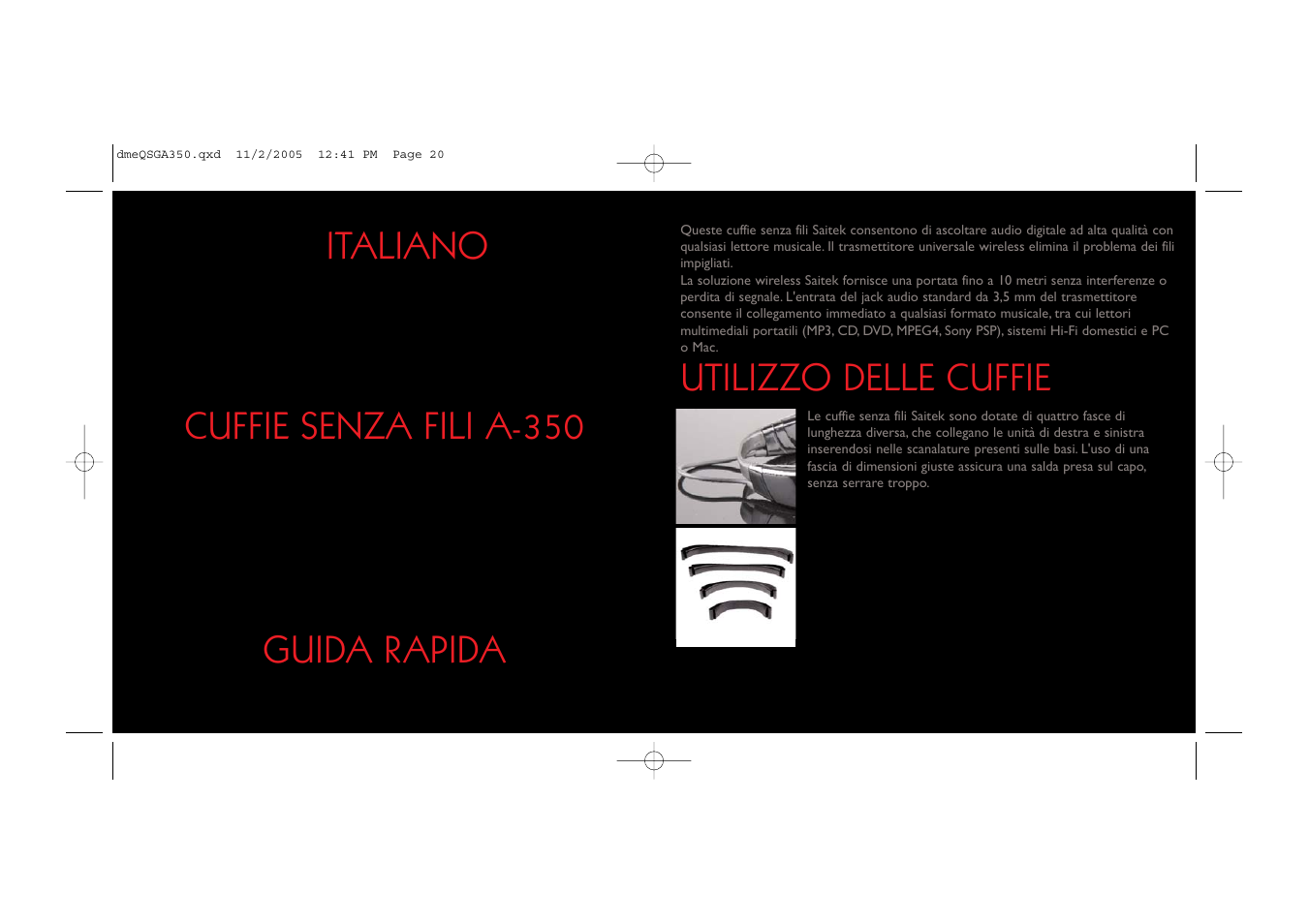 Cuffie senza fili a-350 guida rapida italiano, Utilizzo delle cuffie | Saitek TM A-350 User Manual | Page 11 / 17