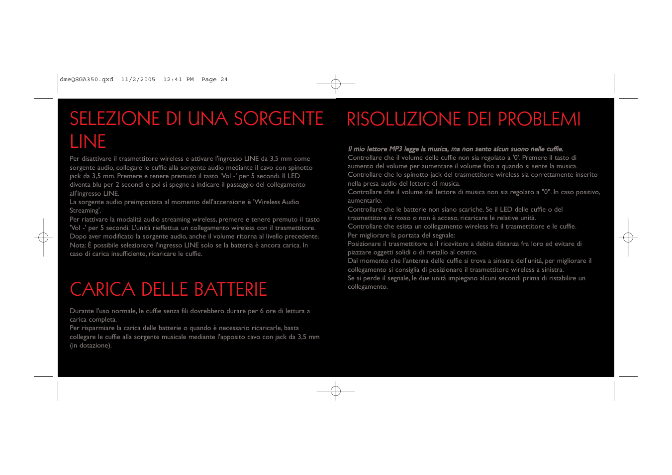 Risoluzione dei problemi, Carica delle batterie, Selezione di una sorgente line | Saitek TM A-350 User Manual | Page 13 / 17