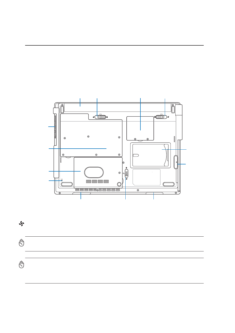 Bottom side, Knowing the parts, Air vents | Asus W3A User Manual | Page 18 / 76