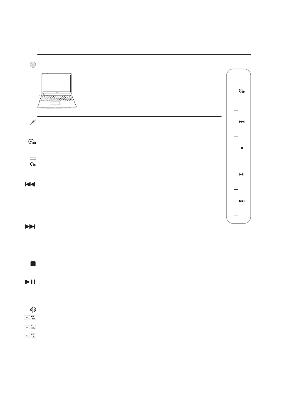 Cd player control buttons and indicator | Asus W3A User Manual | Page 37 / 76