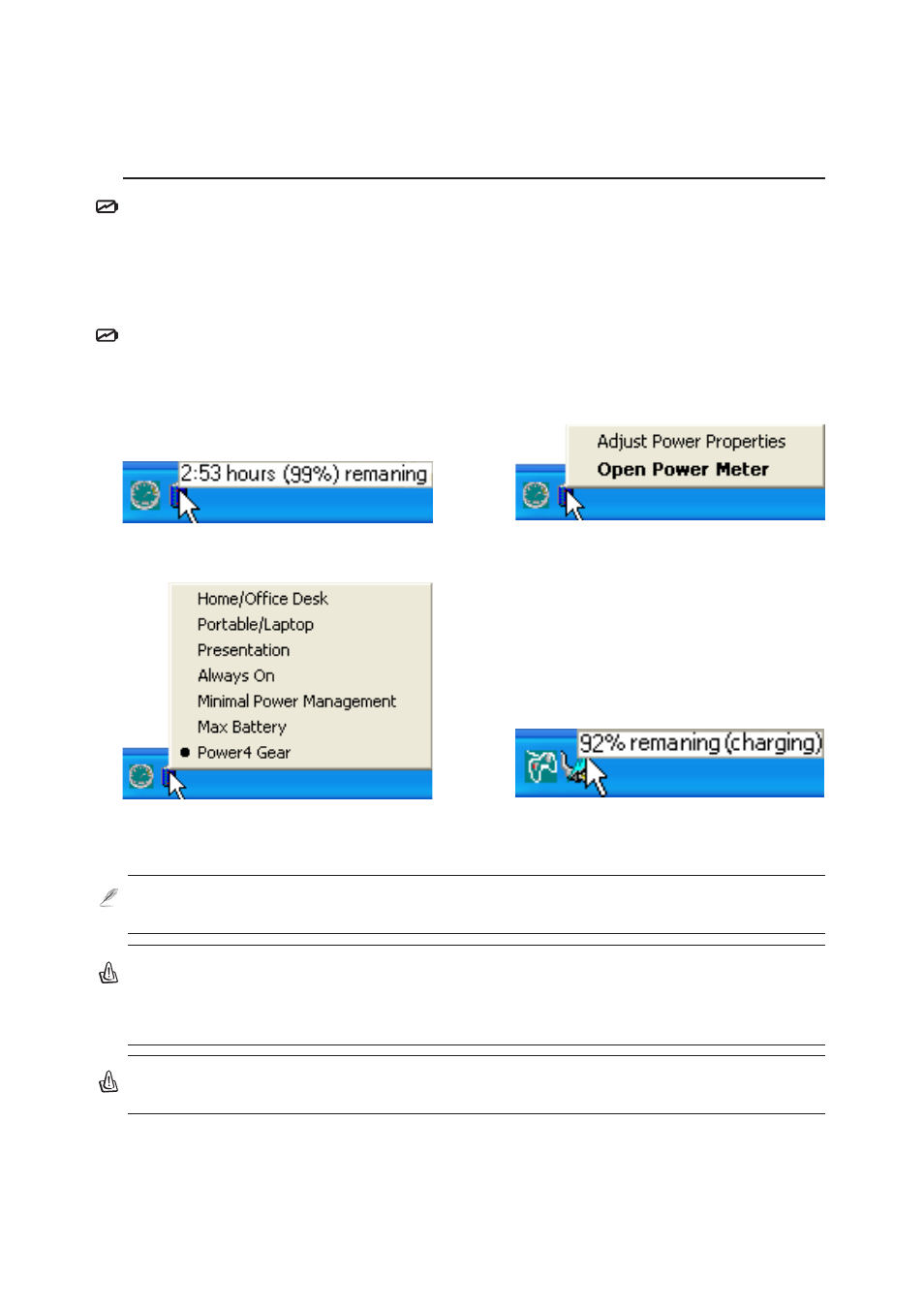 Using battery power | Asus W3A User Manual | Page 55 / 76