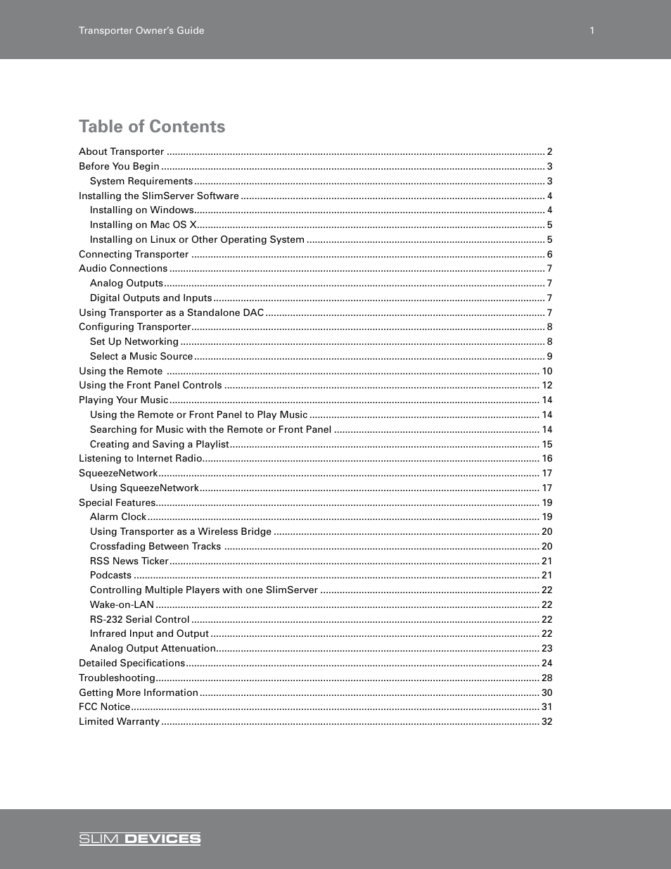 Slim Devices SLIM DEVICES User Manual | Page 3 / 36