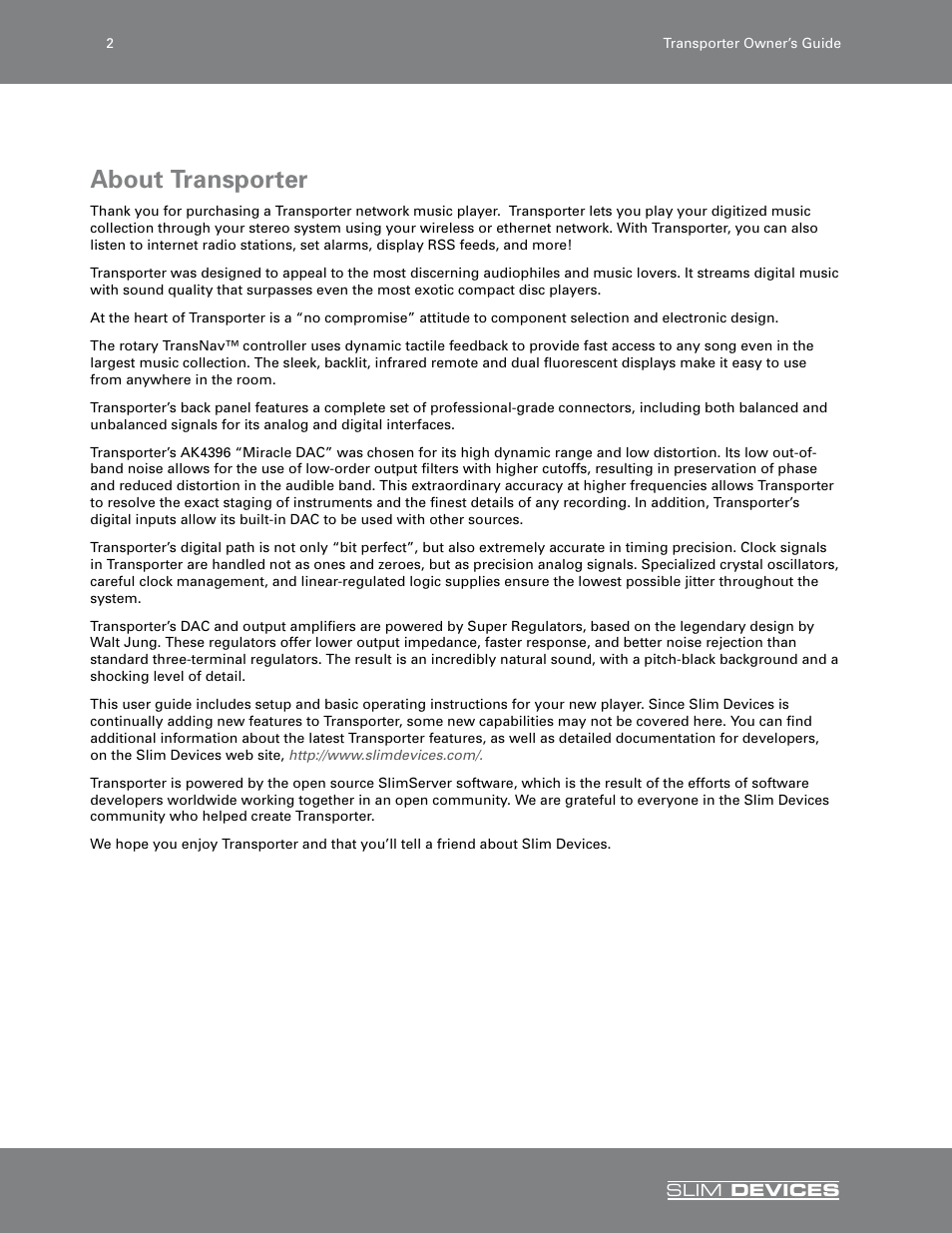About transporter | Slim Devices SLIM DEVICES User Manual | Page 4 / 36