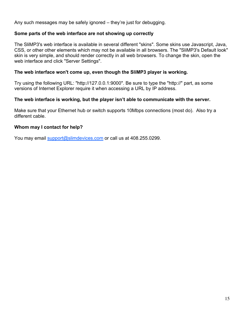 Slim Devices SliMP3 User Manual | Page 15 / 16