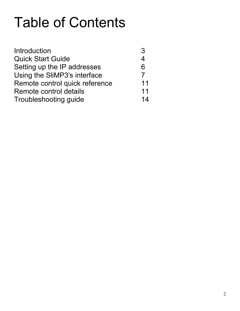Slim Devices SliMP3 User Manual | Page 2 / 16