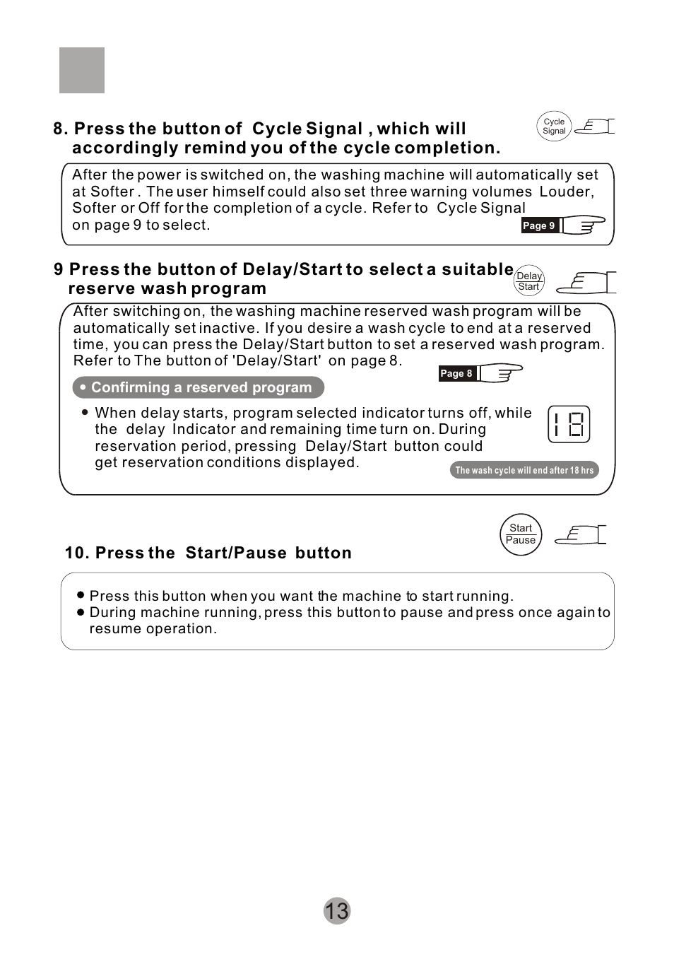 Т³гж 15, Press the start/pause button | Signature Housewares SIG100-97 User Manual | Page 15 / 20