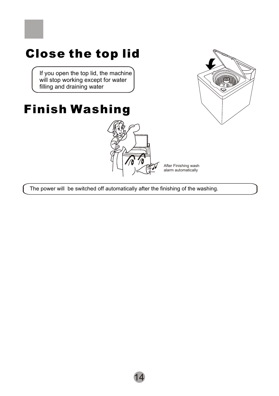 Т³гж 16, Finish washing, Close the top lid | Signature Housewares SIG100-97 User Manual | Page 16 / 20