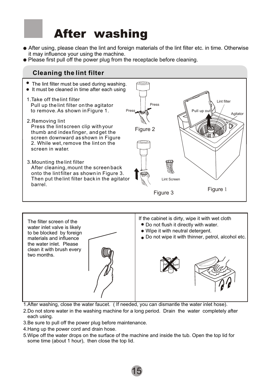 Т³гж 17, After washing, Cleaning the lint filter | Signature Housewares SIG100-97 User Manual | Page 17 / 20