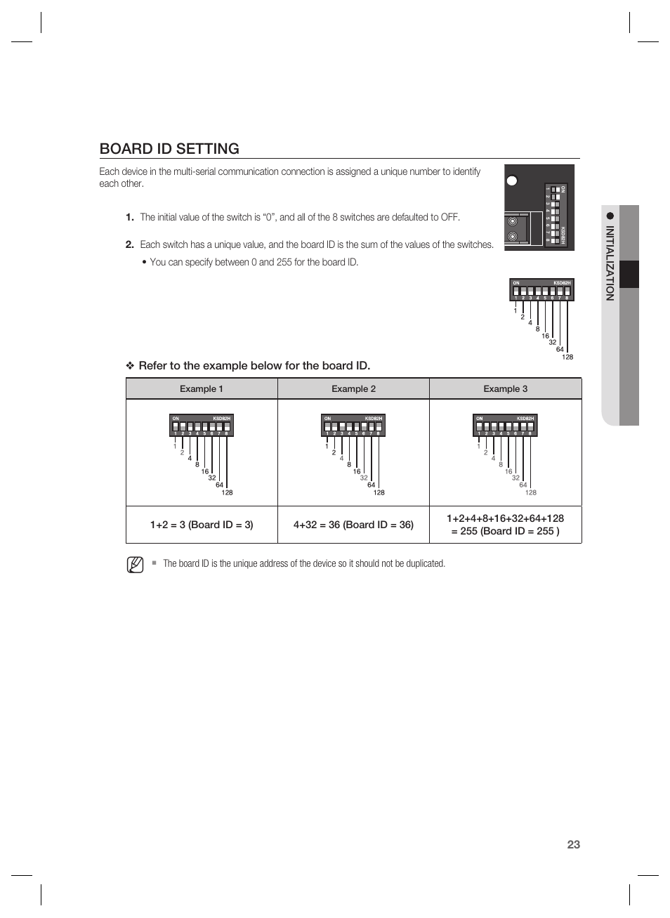 Board id setting, English 23, Refer to the example below for the board id | Samsung SSA-P401 User Manual | Page 23 / 27