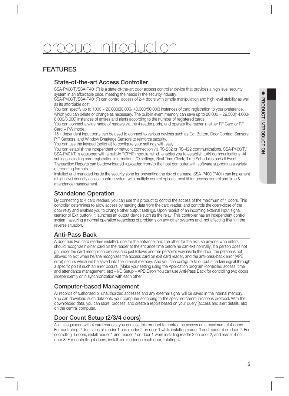 Product introduction | Samsung SSA-P401 User Manual | Page 5 / 27