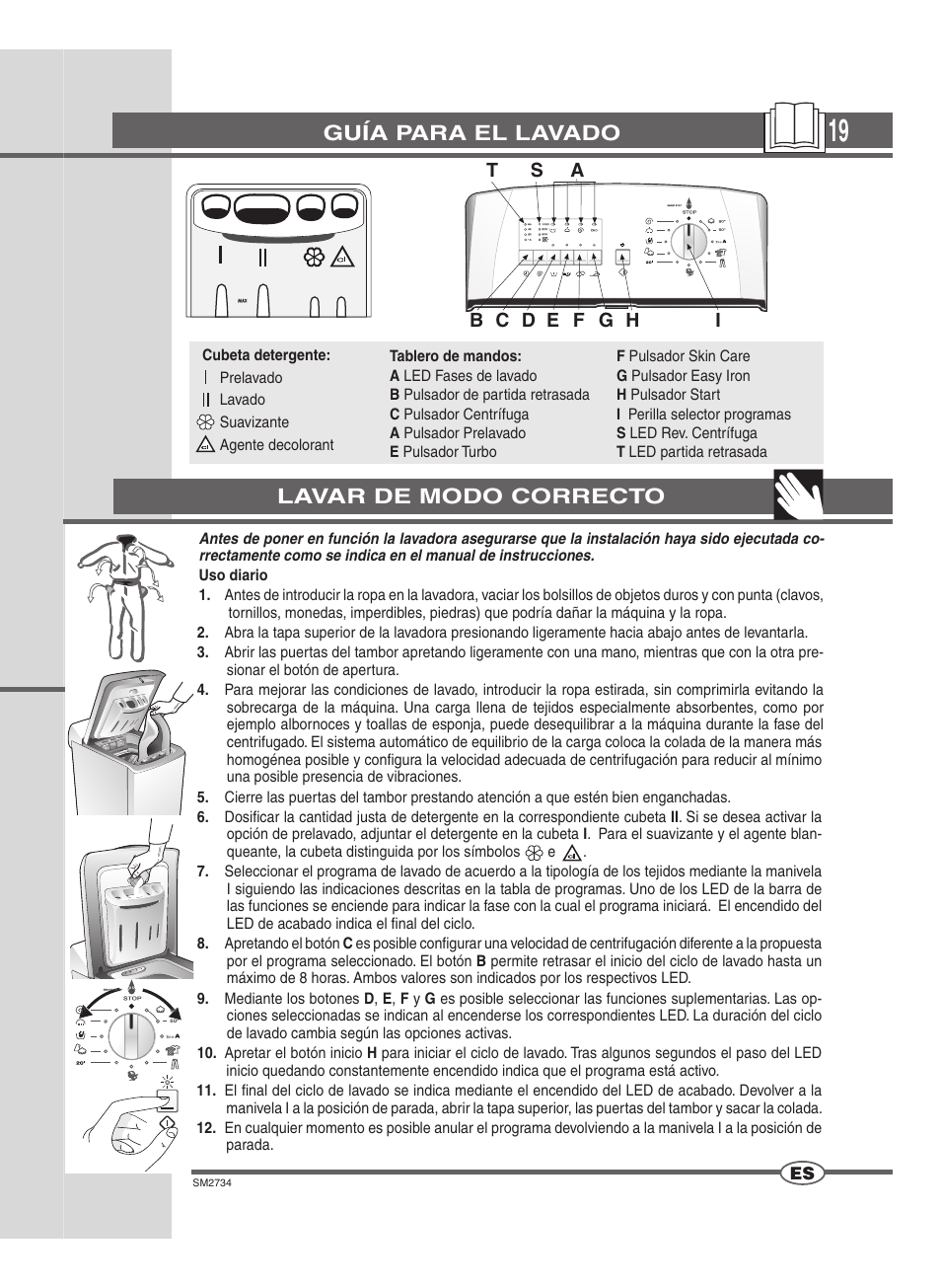 Guía para el lavado, Lavar de modo correcto | Ardo TLN106S User Manual | Page 19 / 44