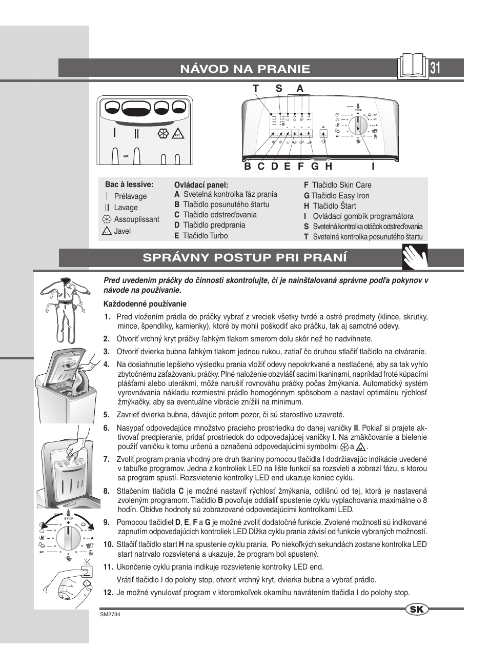 Návod na pranie, Správny postup pri praní | Ardo TLN106S User Manual | Page 31 / 44