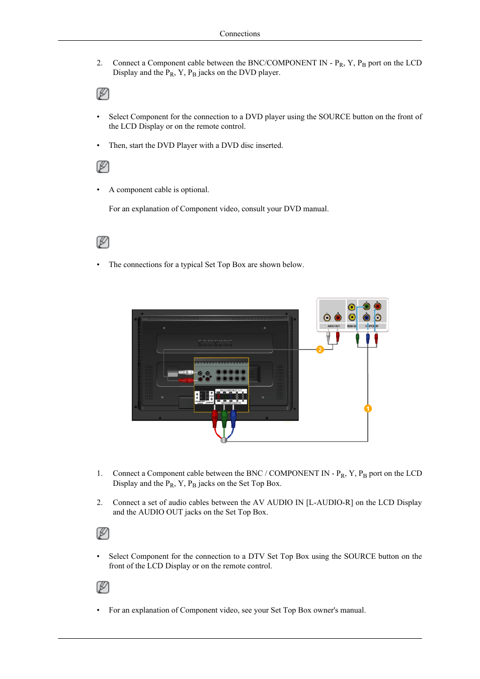 Connecting a dtv set top box | Samsung 460MPX User Manual | Page 28 / 37