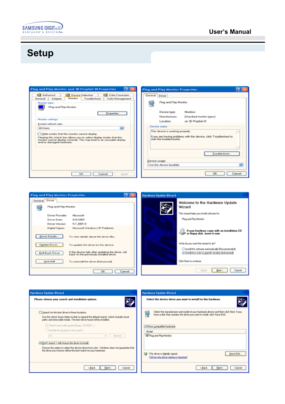 Setup | Samsung 151S User Manual | Page 23 / 64