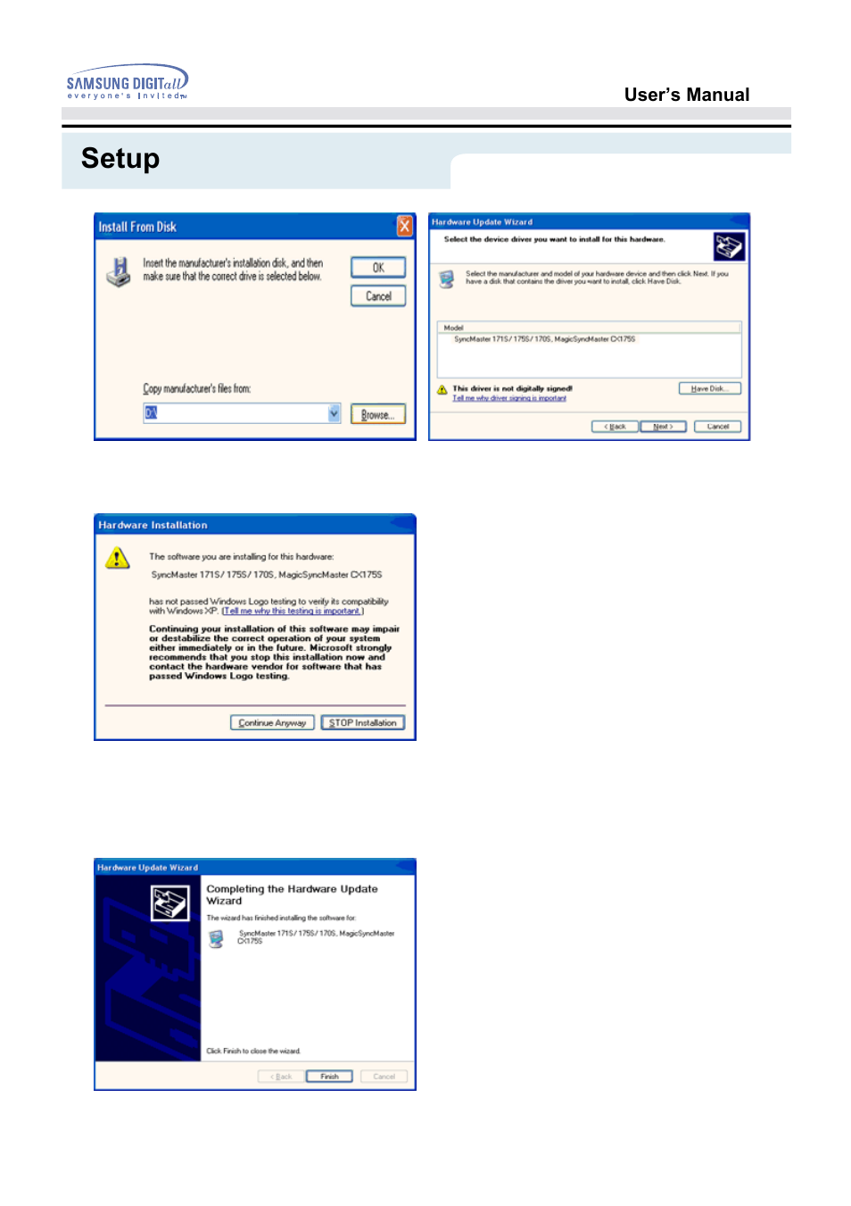 Setup | Samsung 151S User Manual | Page 24 / 64