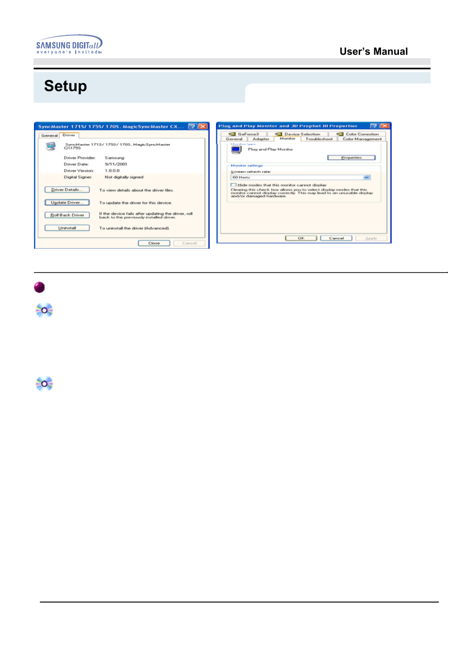 Setup | Samsung 151S User Manual | Page 25 / 64