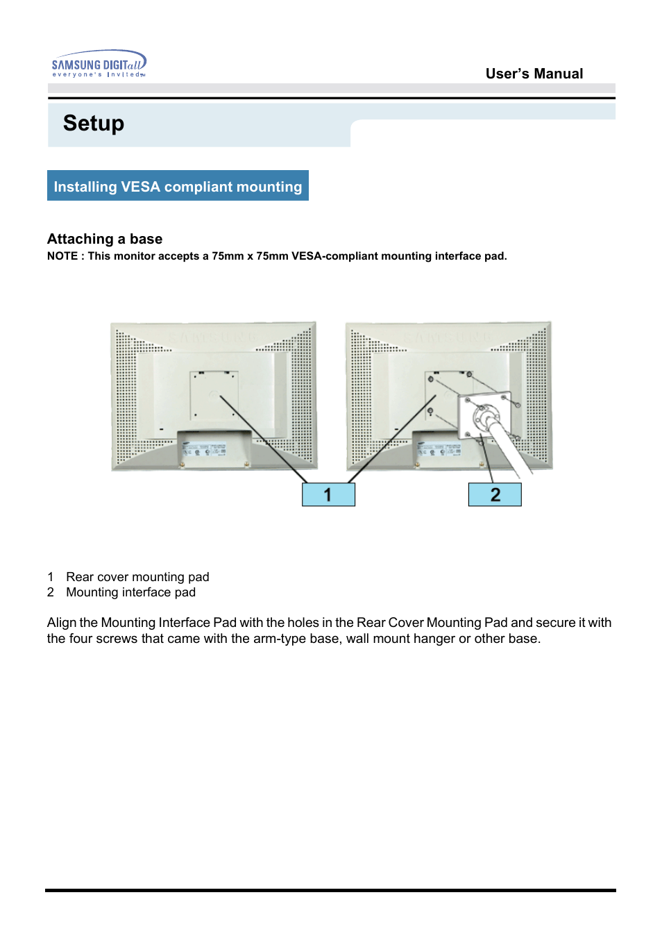 Setup | Samsung 151S User Manual | Page 29 / 64