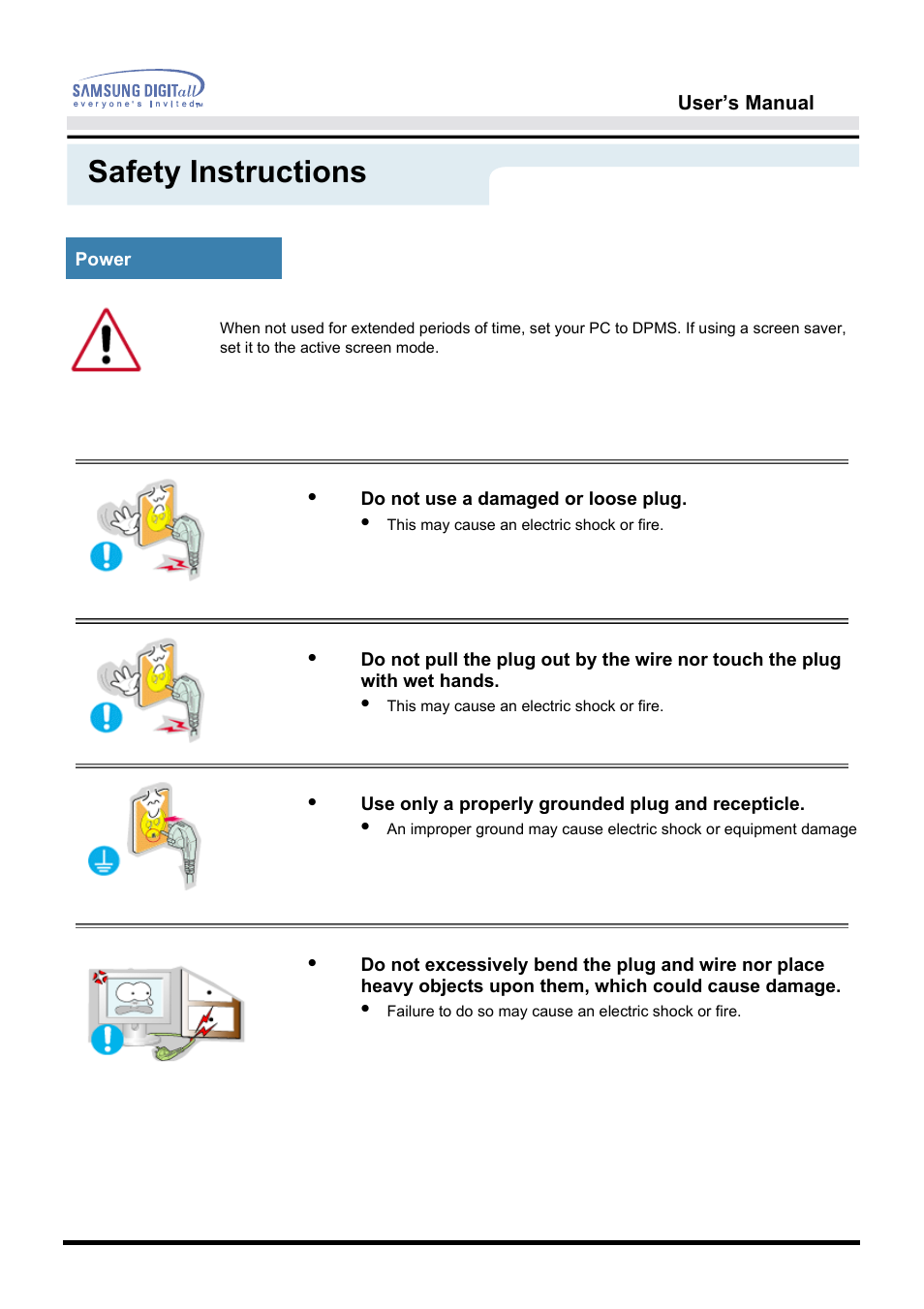 Safety instructions | Samsung 151S User Manual | Page 4 / 64