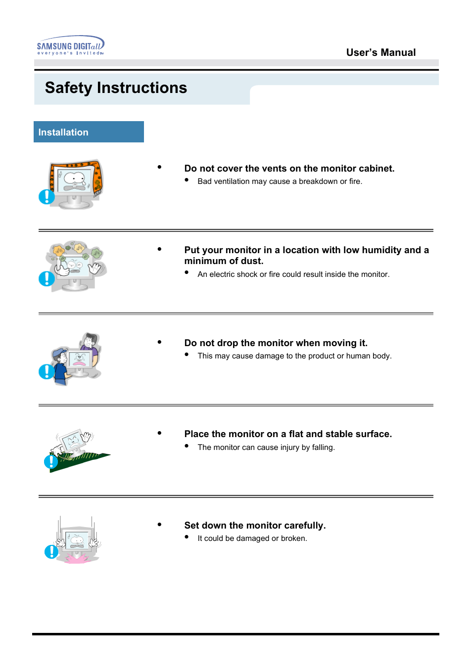 Safety instructions | Samsung 151S User Manual | Page 6 / 64