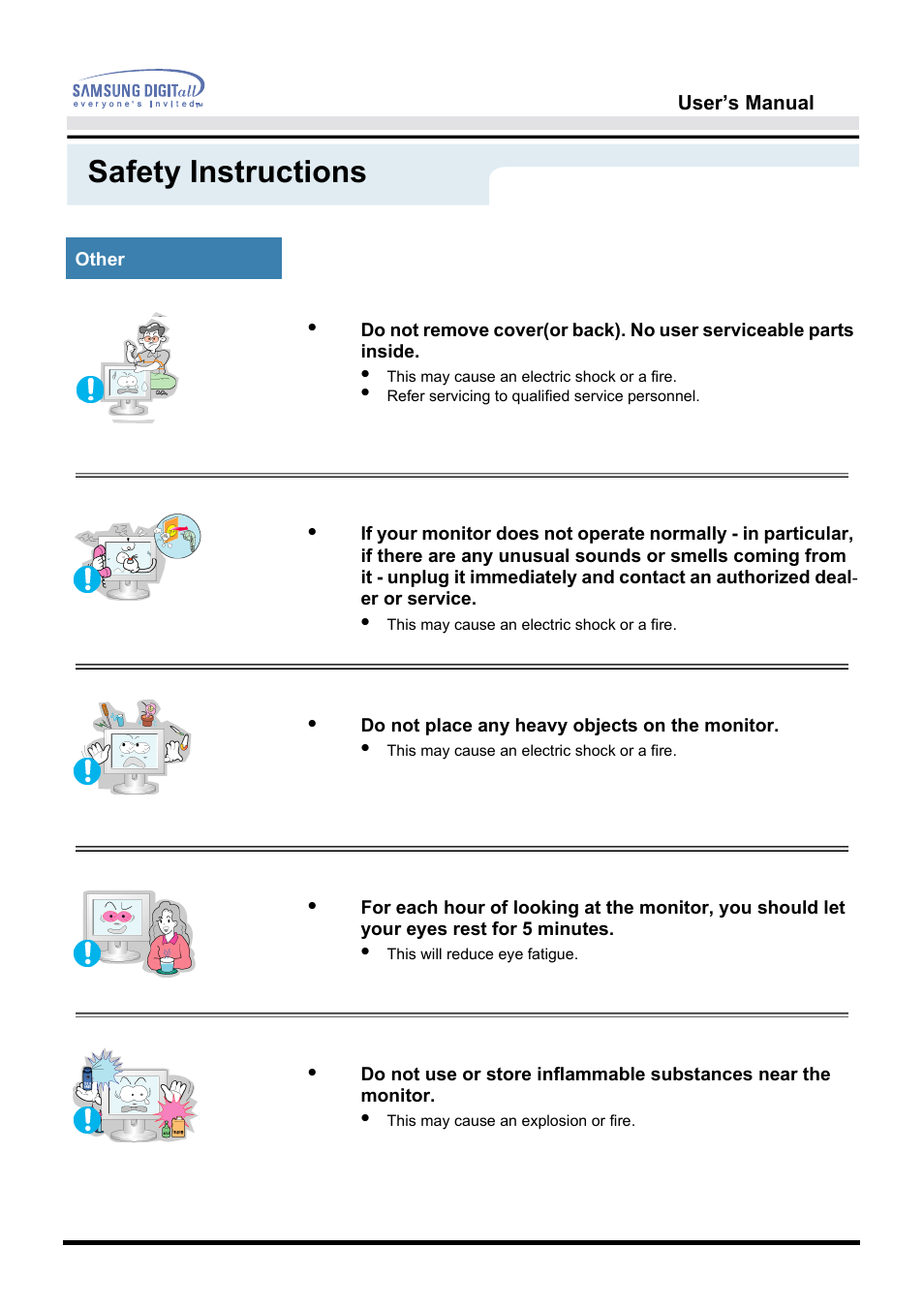 Safety instructions | Samsung 151S User Manual | Page 9 / 64