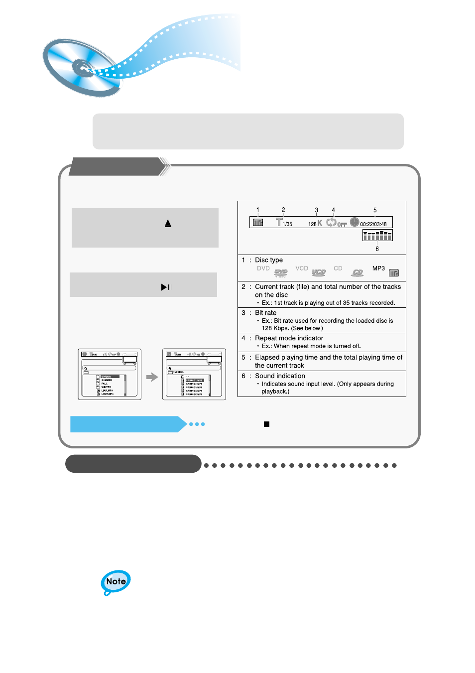 Mp3-cd playback, Starting playback, Cd-r mp3 disc | Samsung HT-DM150 User Manual | Page 18 / 48