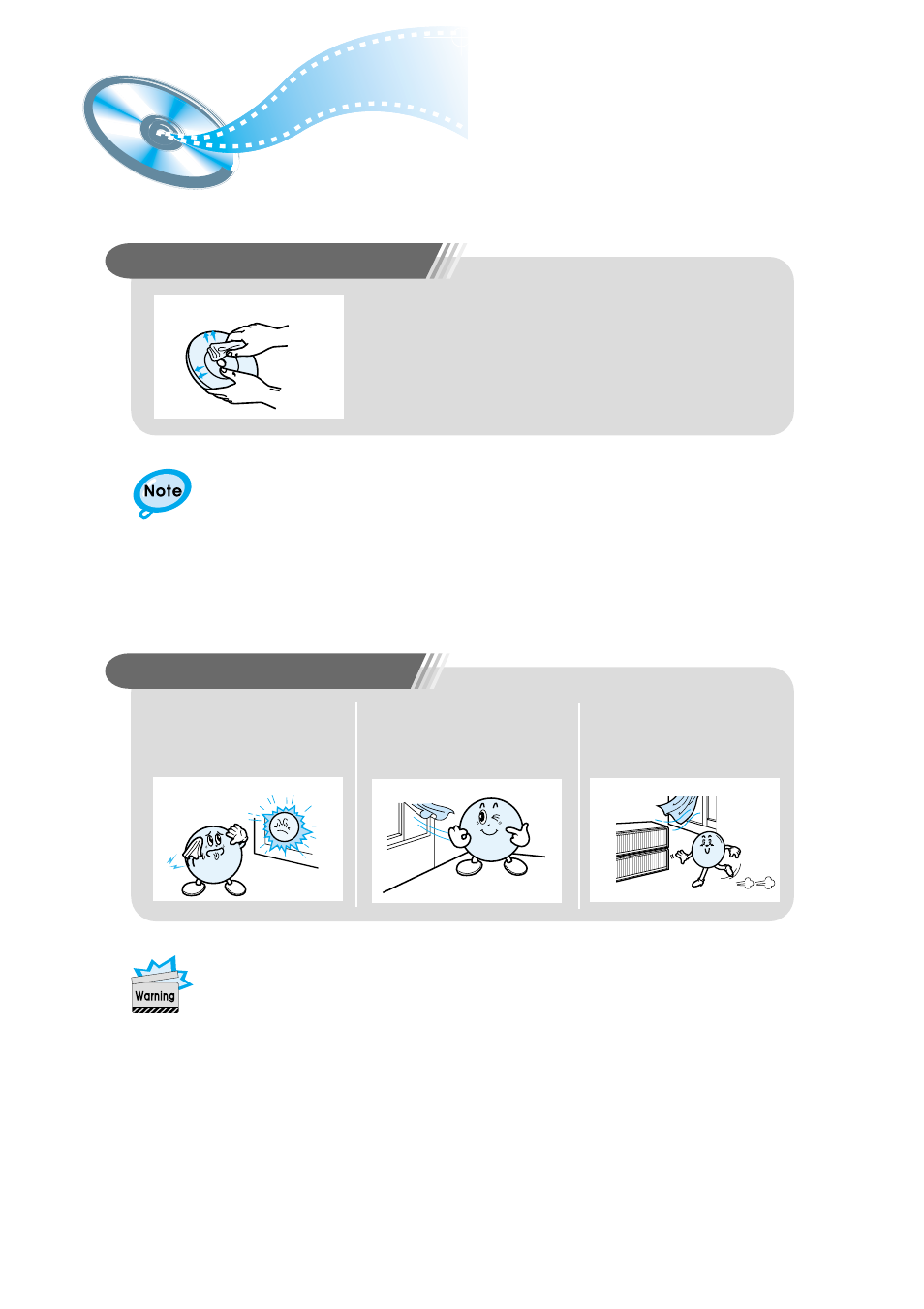 Cautions on handling and storing discs, Handling and storing discs, Disc storage | Samsung HT-DM150 User Manual | Page 44 / 48