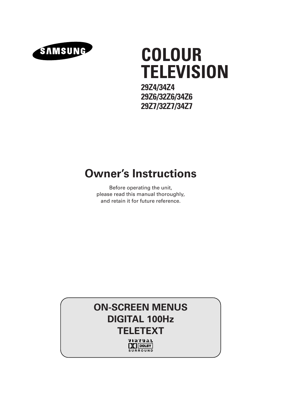 Samsung 29Z6 User Manual | 44 pages