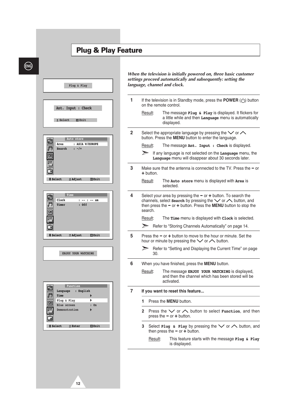 Plug & play feature | Samsung 29Z6 User Manual | Page 12 / 44