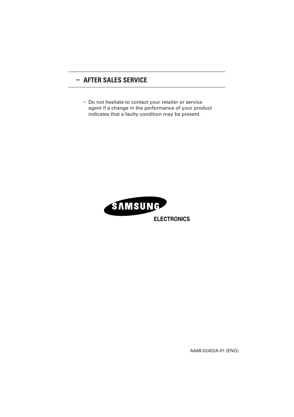 After sales service | Samsung 29Z6 User Manual | Page 44 / 44